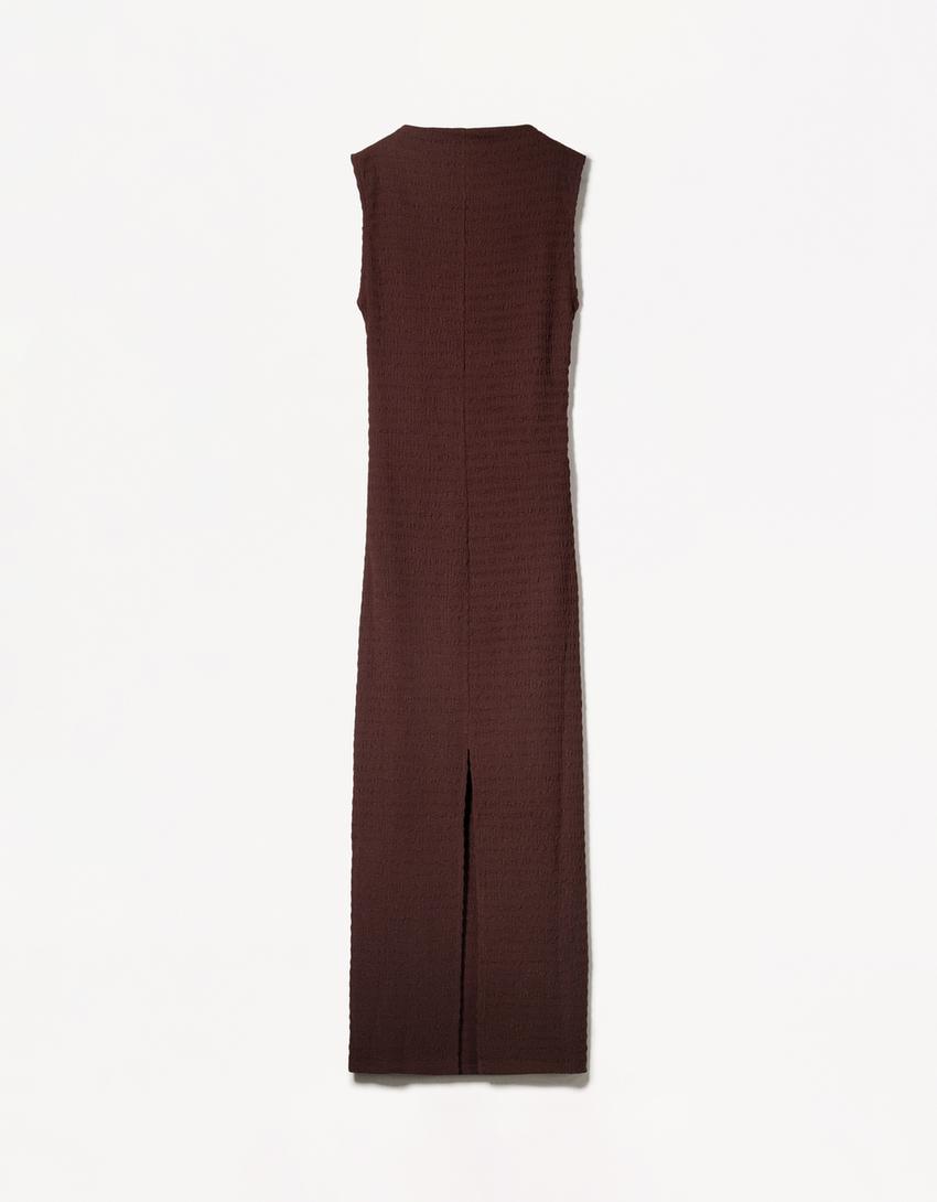 TEXTURED MIDI DRESS