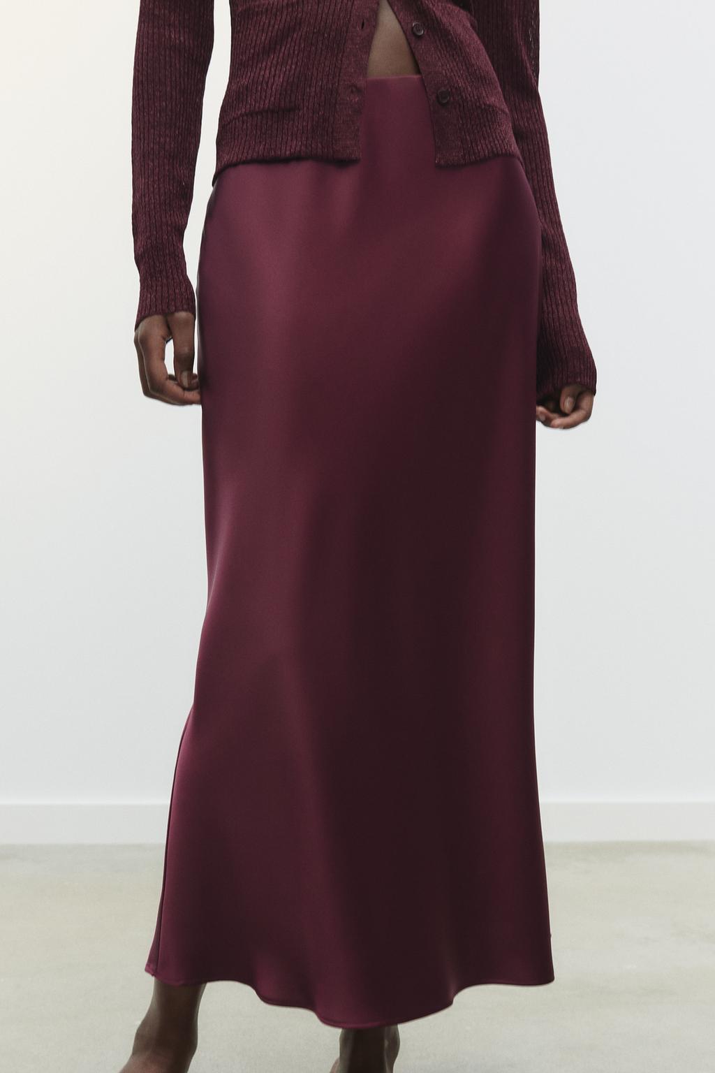 SATIN MIDI SKIRT