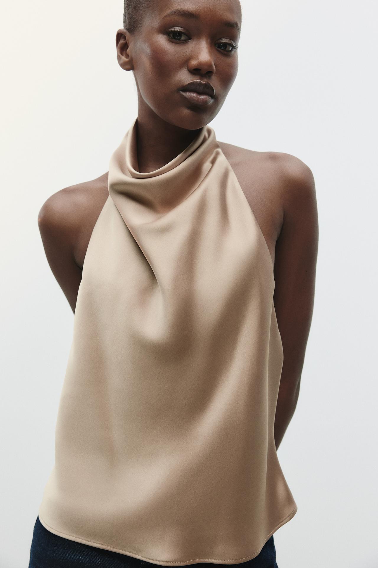 SATIN HALTER TOP