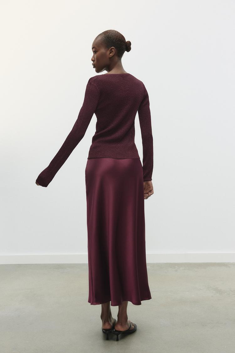 SATIN MIDI SKIRT