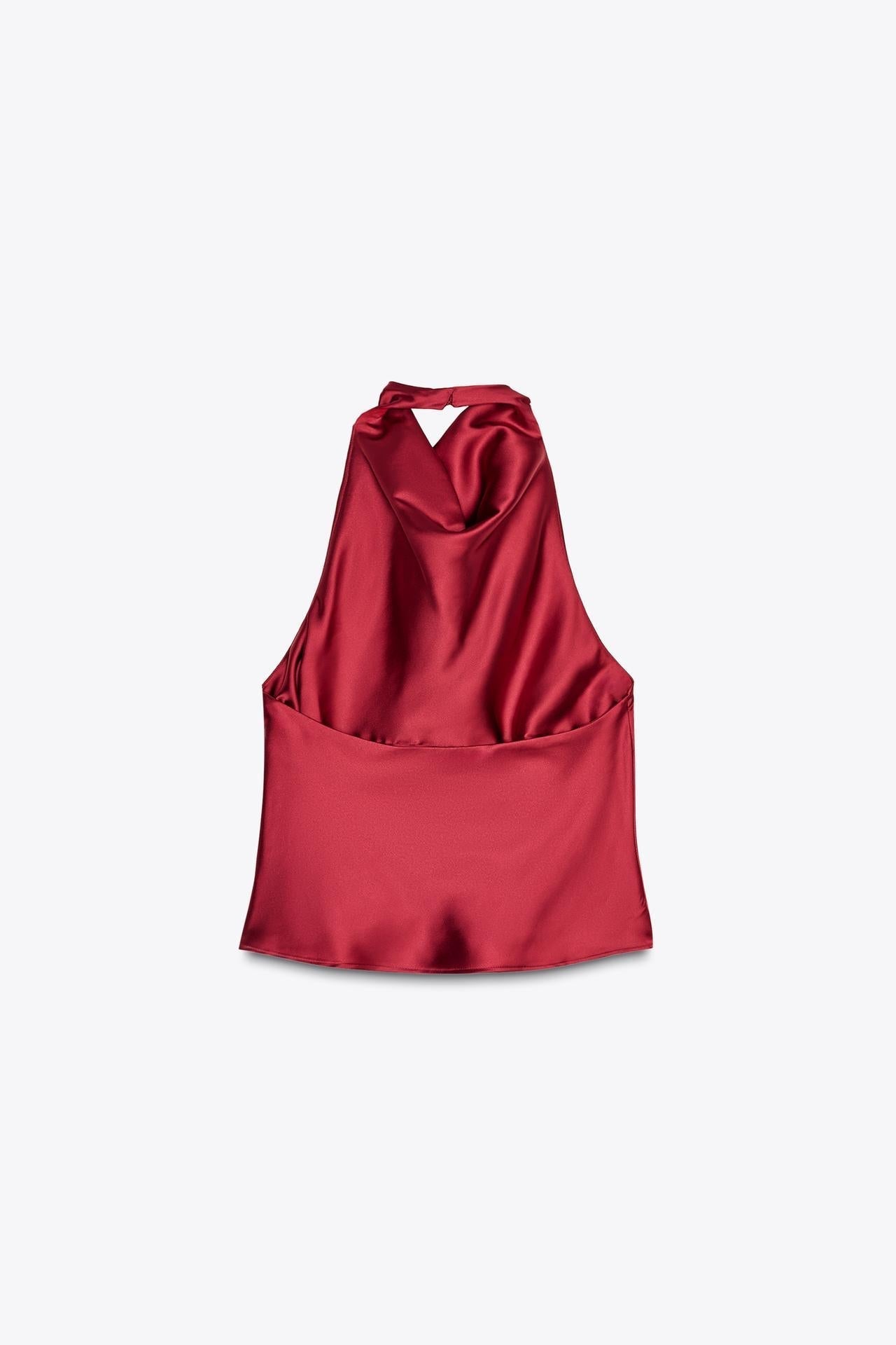 SATIN HALTER TOP