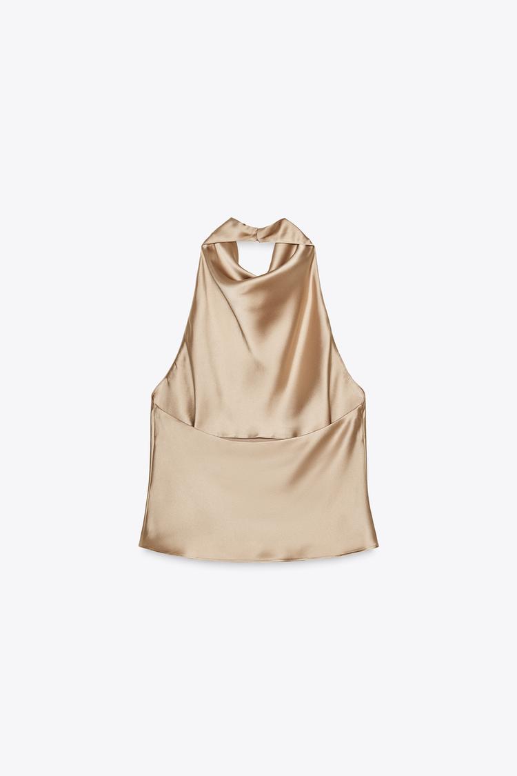 SATIN HALTER TOP