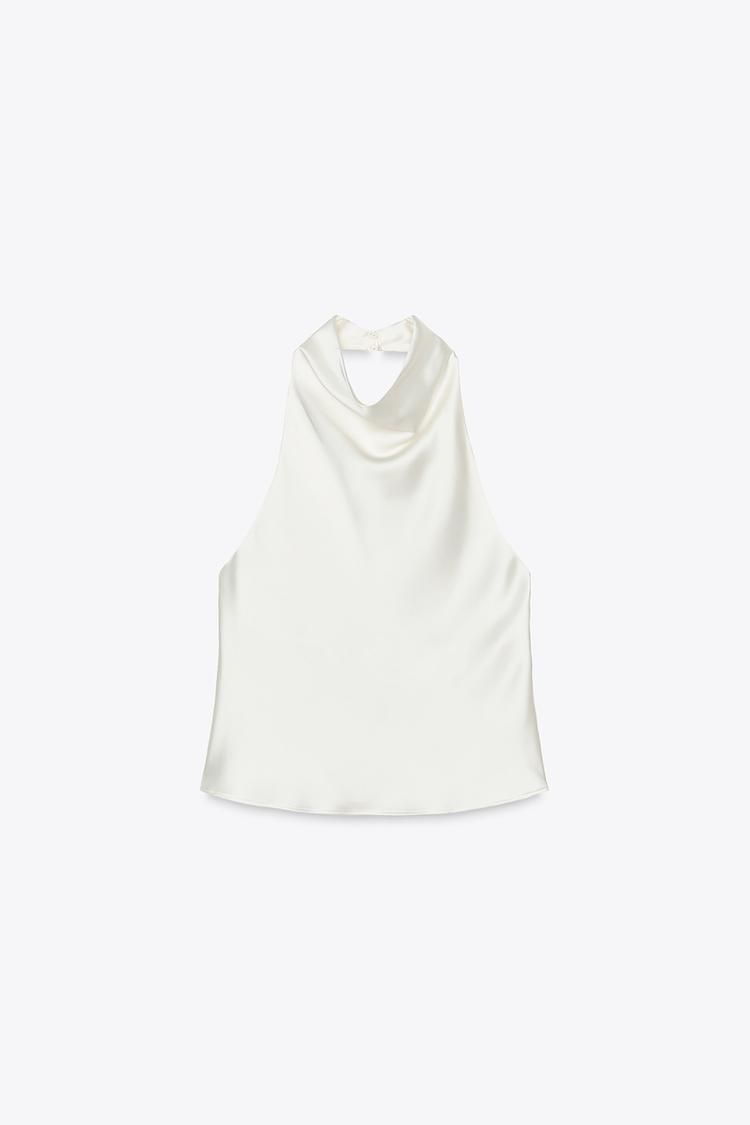 SATIN HALTER TOP