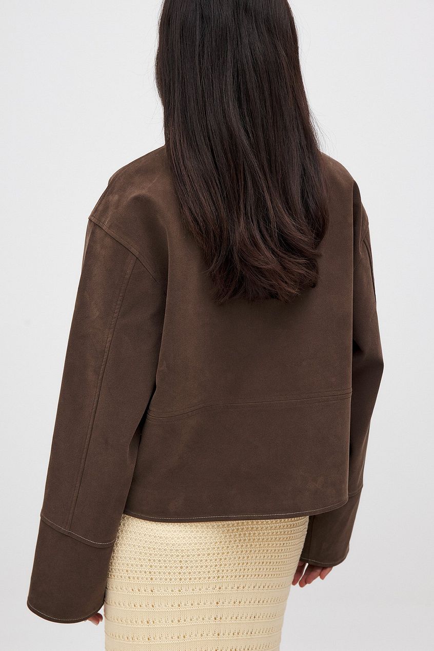FAUX SUEDE ZIP JACKET